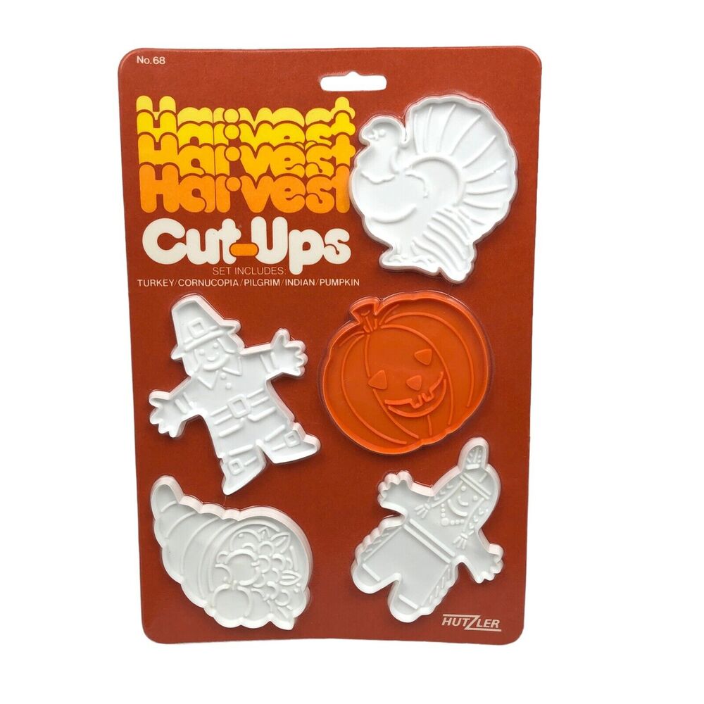 NEW Vintage Hutzler Plastic Cookie Cutters Set Thanksgiving Fall Harvest 1986